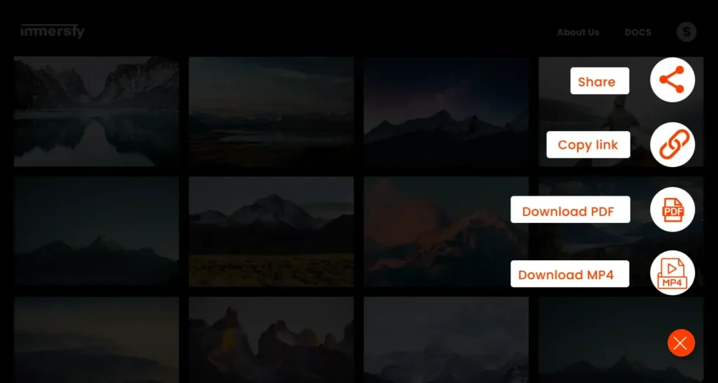 Storyboard sharing interface with options to copy link, download as PDF or MP4, highlighting how the best storyboard software for filmmakers enables secure and flexible export for collaboration.
