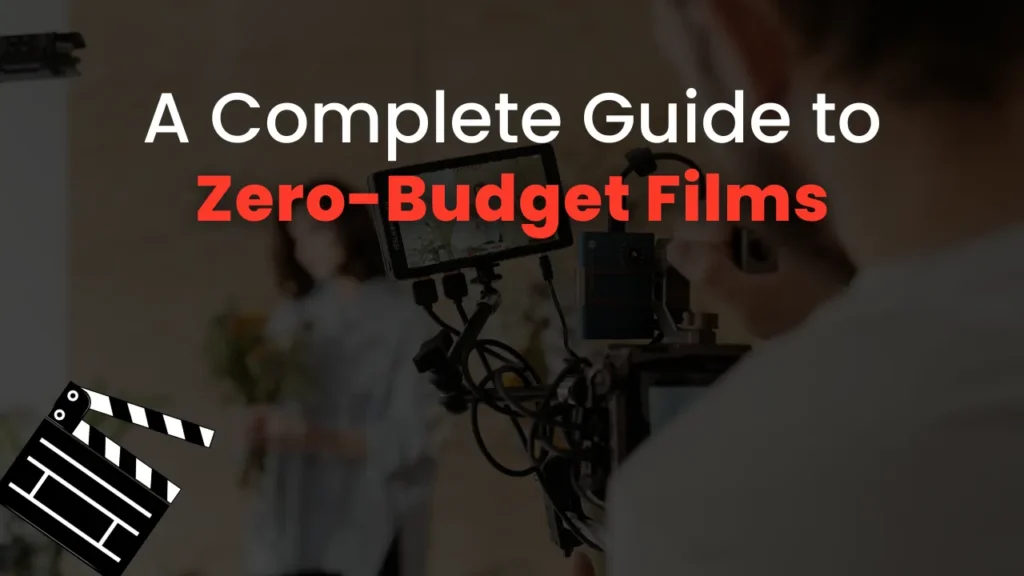Indie filmmaker shooting a scene using budget-friendly equipment during a zero-budget film production, illustrating modern no-budget filmmaking techniques.