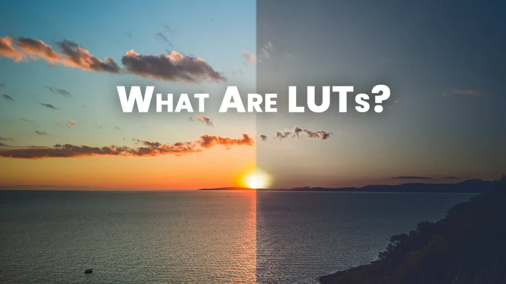 Split-screen sunset image illustrating the impact of LUTs — with one half showing a flat, ungraded look and the other showcasing a vibrant, color-graded result to demonstrate how LUTs transform visual tone.